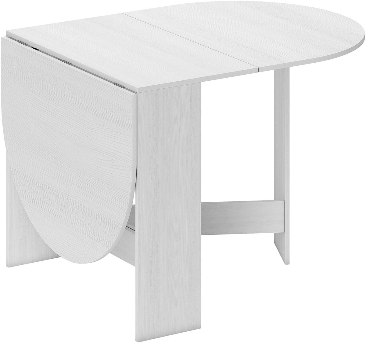 Opklapbare Eettafel 163x70x85cm Met Wieltjes En Opbergruimte Hout wit Voor 4-6 Personen