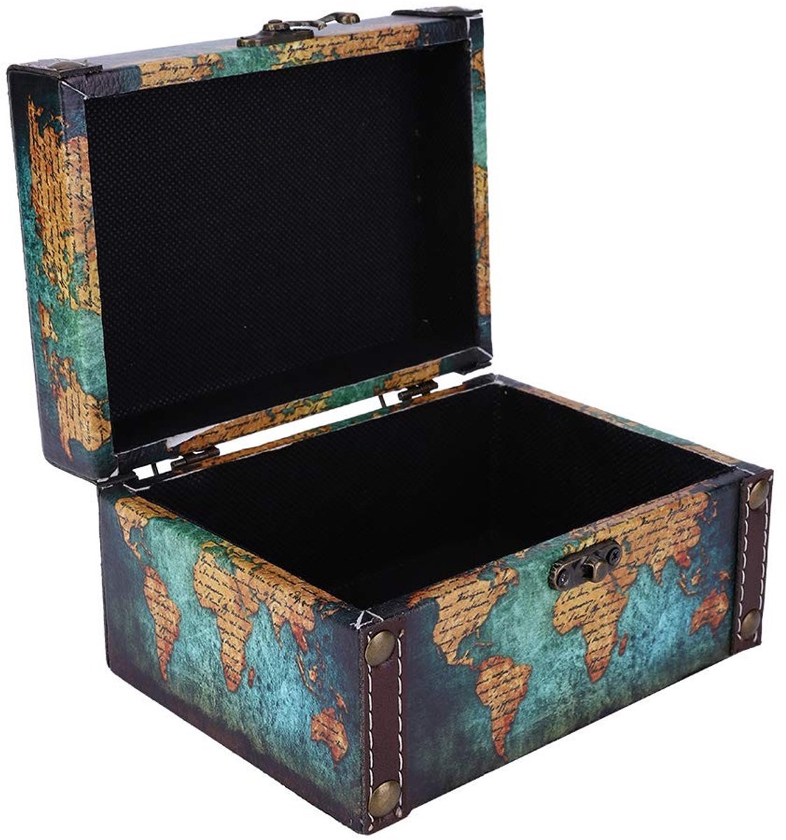 Solidchoice - Vintage Houten Sieradenopbergdoos met 9 Compartimenten