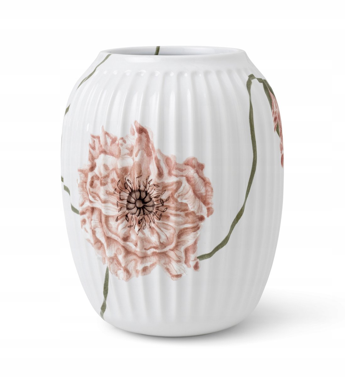 Merloos Bloemvaas 20 cm Wit met Poppy Decoratie