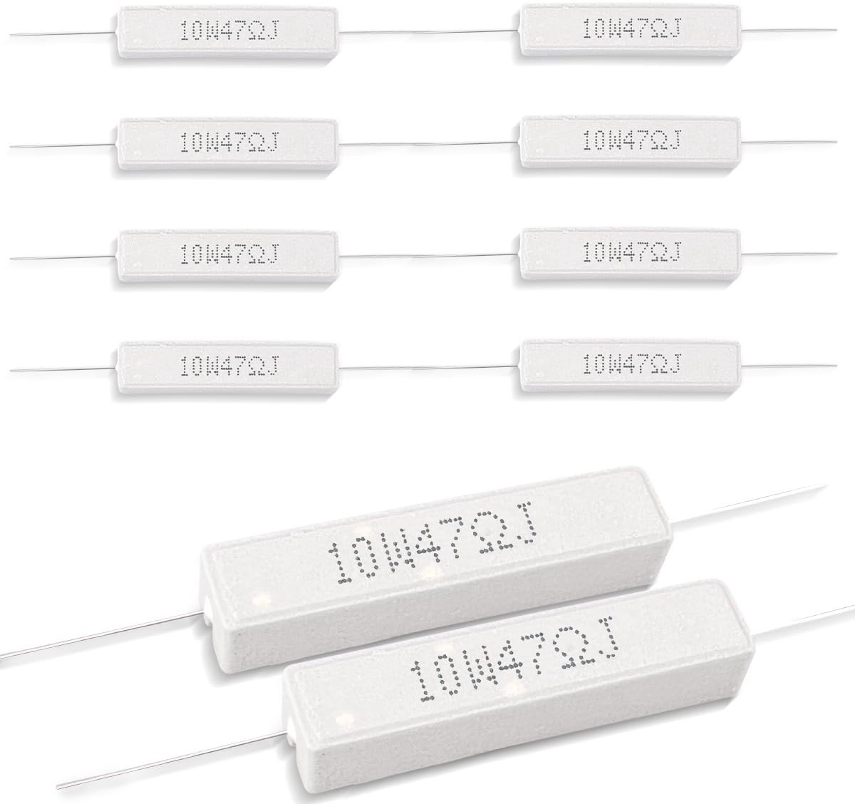 Solidchoice - Set van 10 Keramische Cementweerstanden 47 Ohm voor DIY-projecten