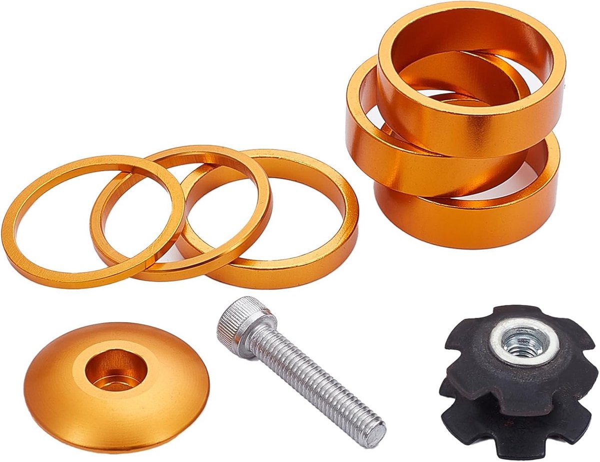 Solidchoice - Fiets Headset Afstandhouders - 6 Stuks - Aluminium - Spacer Set - Geschikt voor MTB en BMX - 10/5/3/2 mm