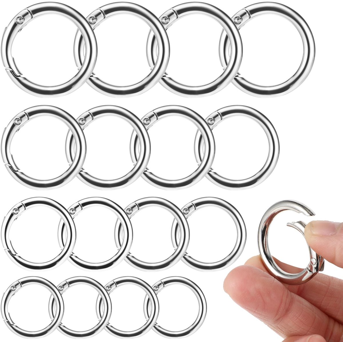 Solidchoice - Set van 16 Ronde Karabijnhaken van Zinklegering