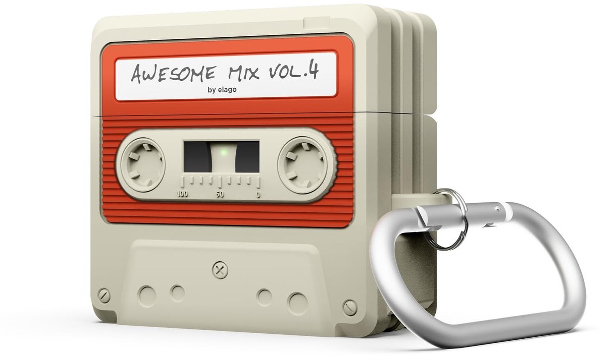 Solidchoice - Cassette Hoesje voor AirPods met Karabijnhaak en Draadloos Opladen