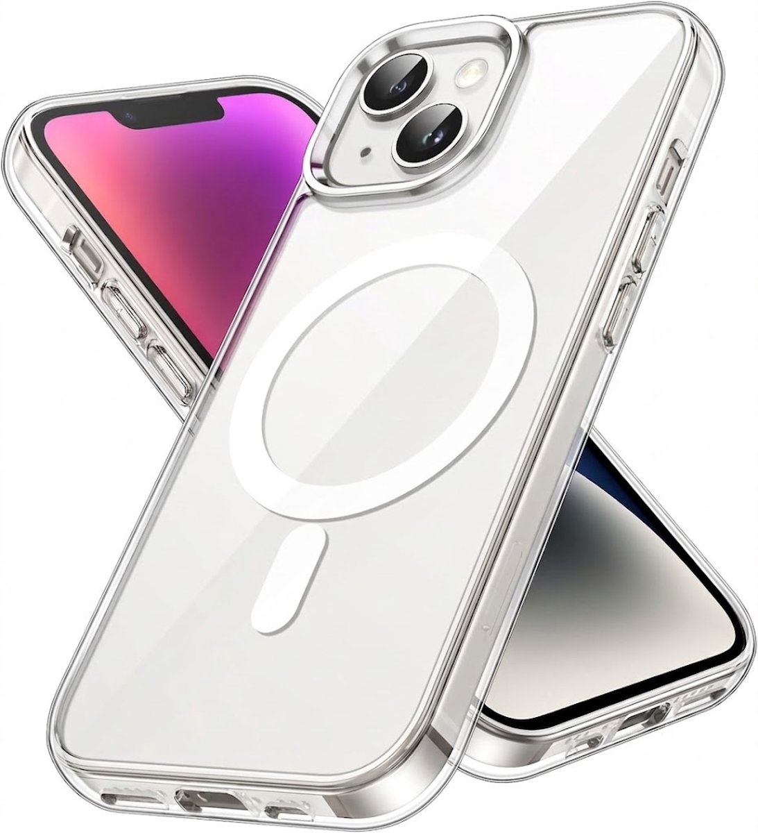 YSONIC Hoesje Geschikt voor Apple iPhone 14 Transparant - Siliconen Back Cover - Case Geschikt voor MagSafe - 2500g Magnetische Trekkracht