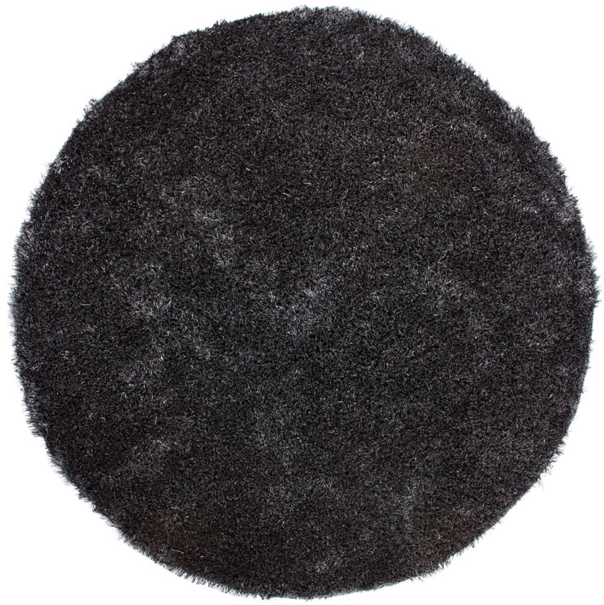 Padiro rond hoogpolig vloerkleed Ø 120 cm - antraciet - modern effen design - met een zachte uitstraling - geschikt voor vloerverwarming - van polyester