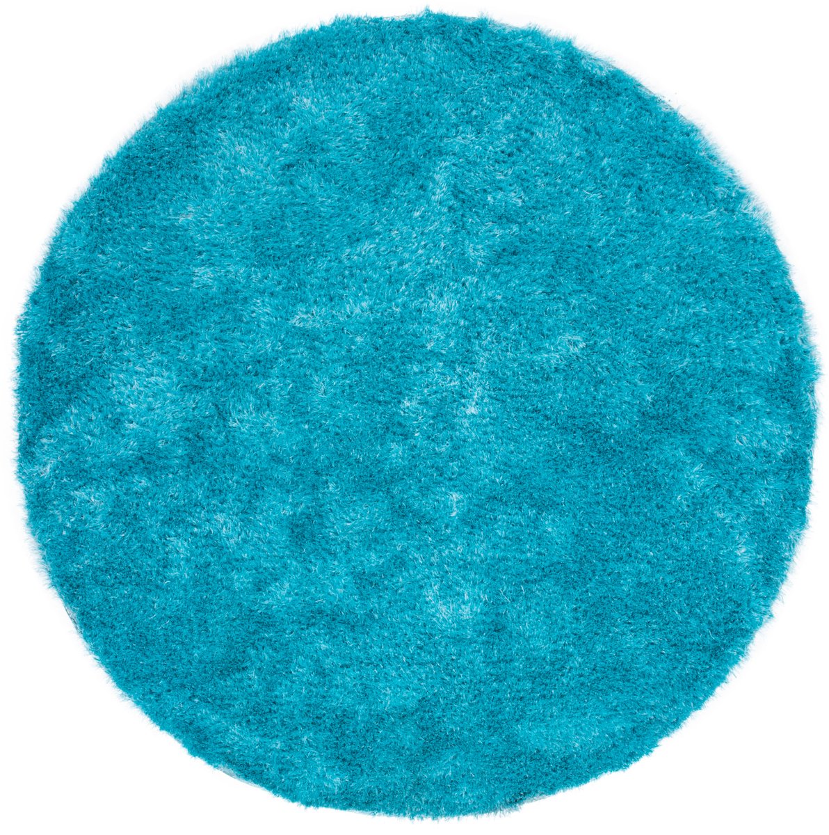 Padiro rond hoogpolig shaggy vloerkleed Ø 160 cm - cyan - modern effen design - met een zachte uitstraling - geschikt voor vloerverwarming - van polyester