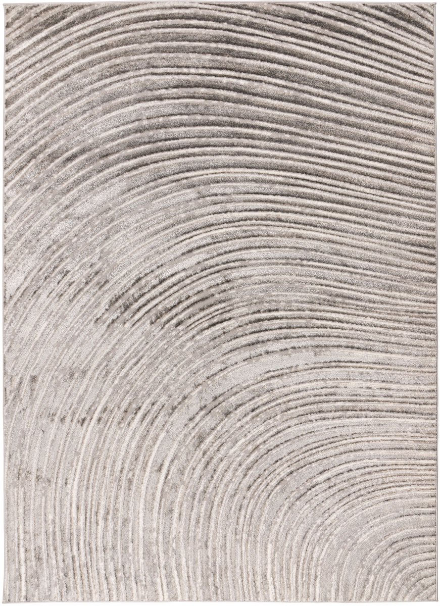 Padiro laagpolig vloerkleed 200 x 290 cm - zilver / beige - modern abstract design - geschikt voor vloerverwarming - van polyester