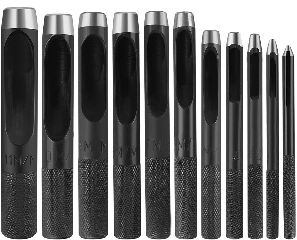 Solidchoice - 11-delige Holle Leerpons Set - Voor Precisie en Creativiteit