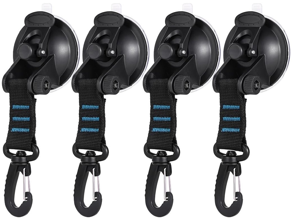 Solidchoice - 4-delige Zuignap Camping Set met Bevestigingshaken