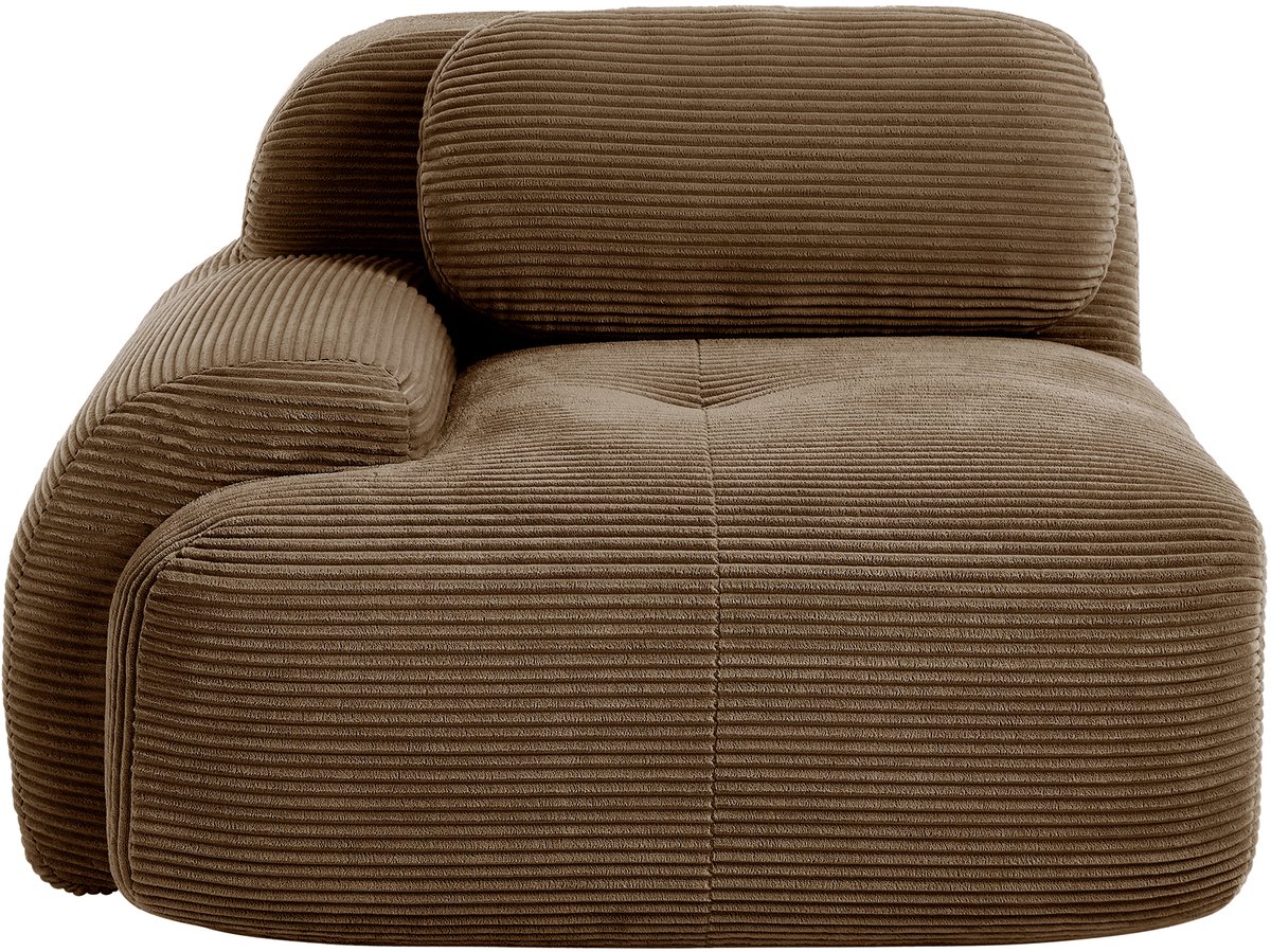 Modulaire Hoekbank Module - Ribstof Lounge Fauteuil Met Kussen - Zachte 1-Zits Bank Voor Woonkamer - Bruin