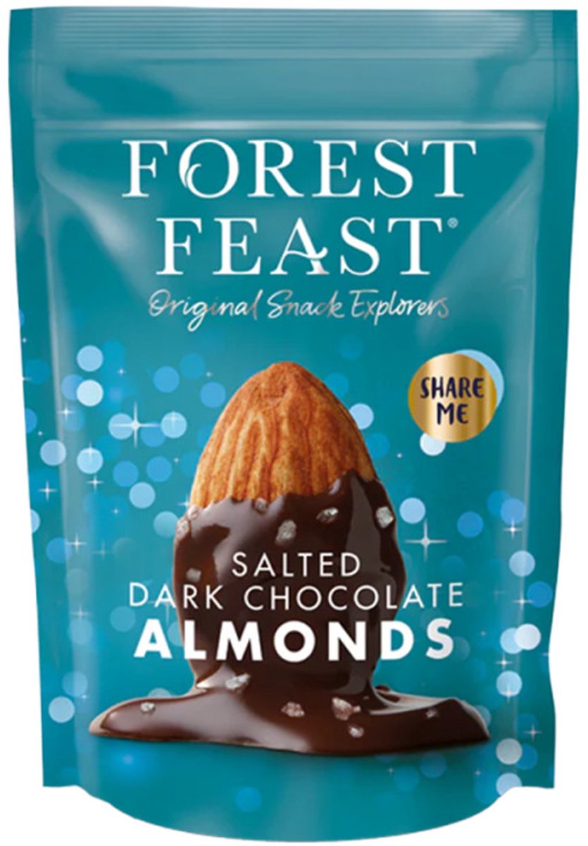 Forest Feast gezouten amandelen omhult met pure chocolade, 120 g