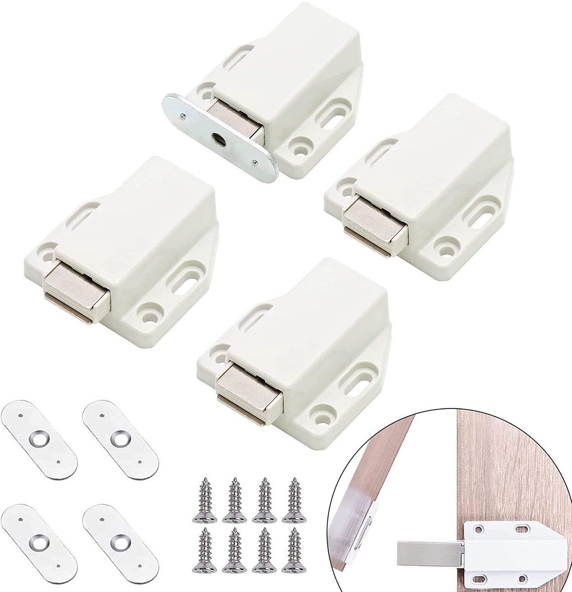 Solidchoice - Set van 4 Magnetische Drukdeurbewerkers voor Keukenkasten