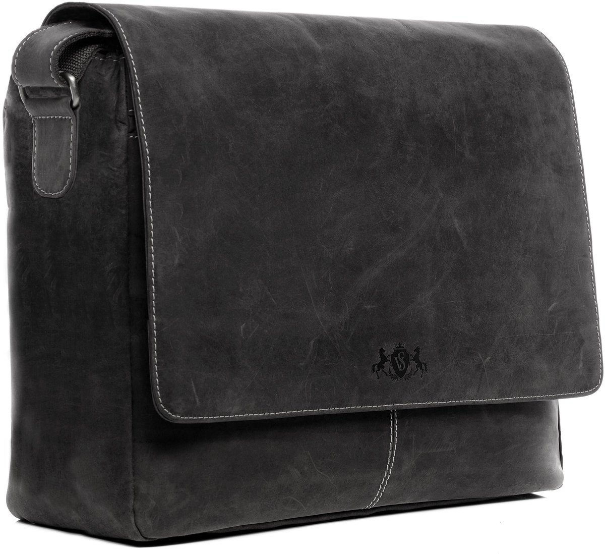 Solidchoice - Handgemaakte Buffelleer Laptoptas voor Heren met Extra Laptophoes