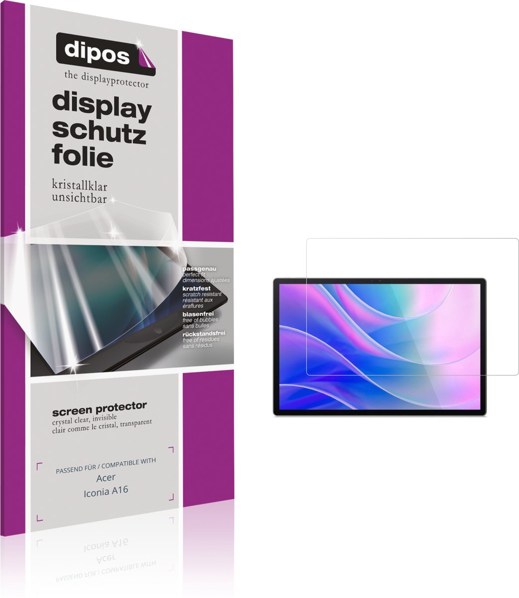 dipos – 2x Beschermfolie geschikt voor Acer Iconia A16 | Krasbestendige & heldere Screenprotector Ultra-Thin