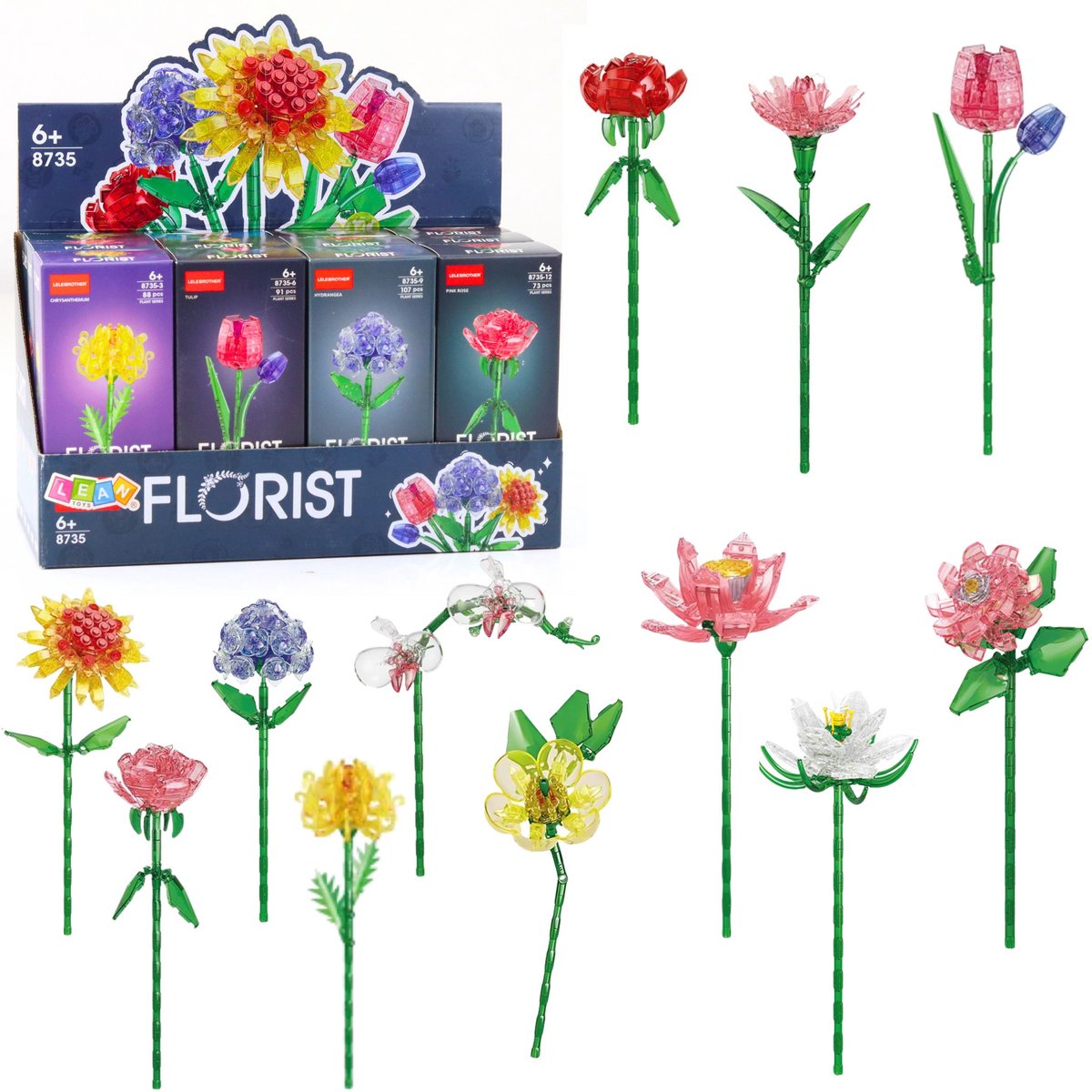 Bloemenconstructieblokken Composities 60-150 stuks Mix
