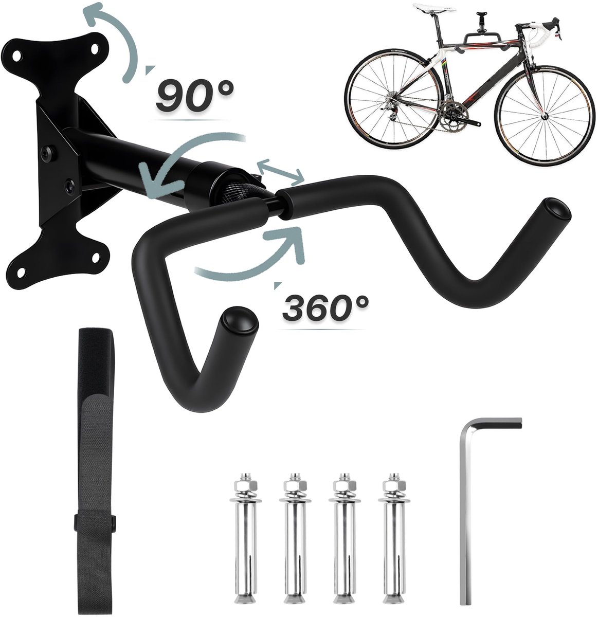 Solidchoice - Fiets Wandbeugel 360° Draaibaar en Uittrekbaar