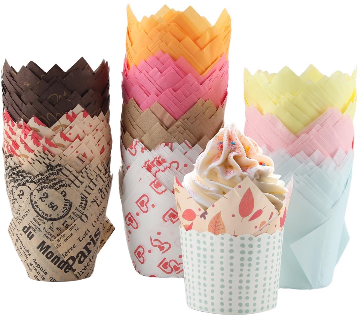 Solidchoice - Papieren Muffin Tins Tulip Cupcakevormen - Standaardformaat
