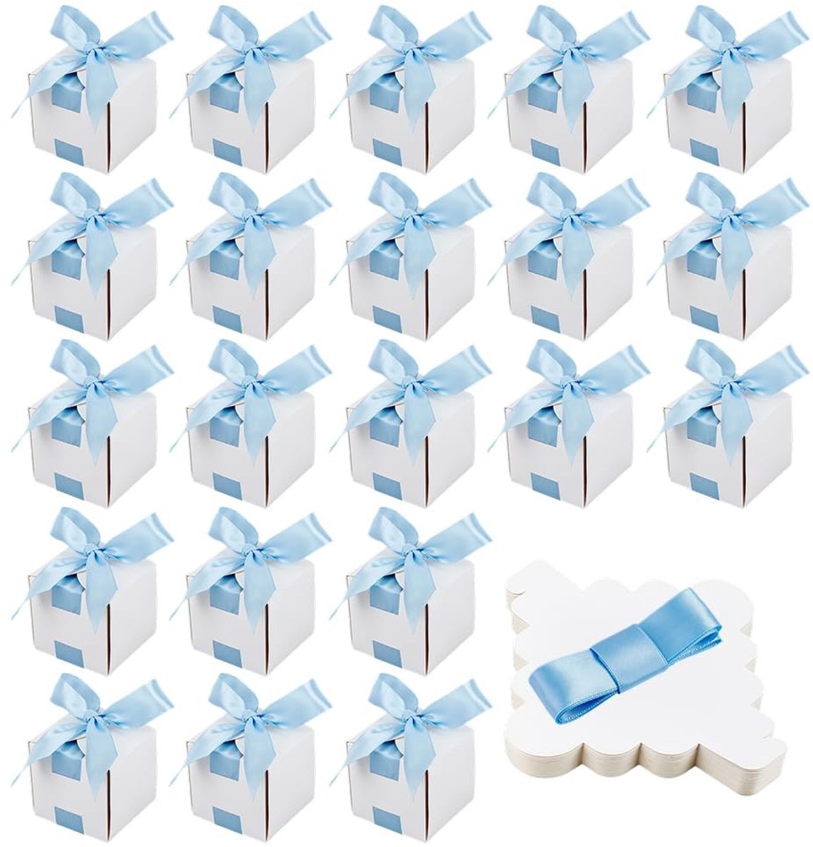 Solidchoice - 60 Stuks Bruiloftsfavorietendoosjes met Hemelsblauw Lint