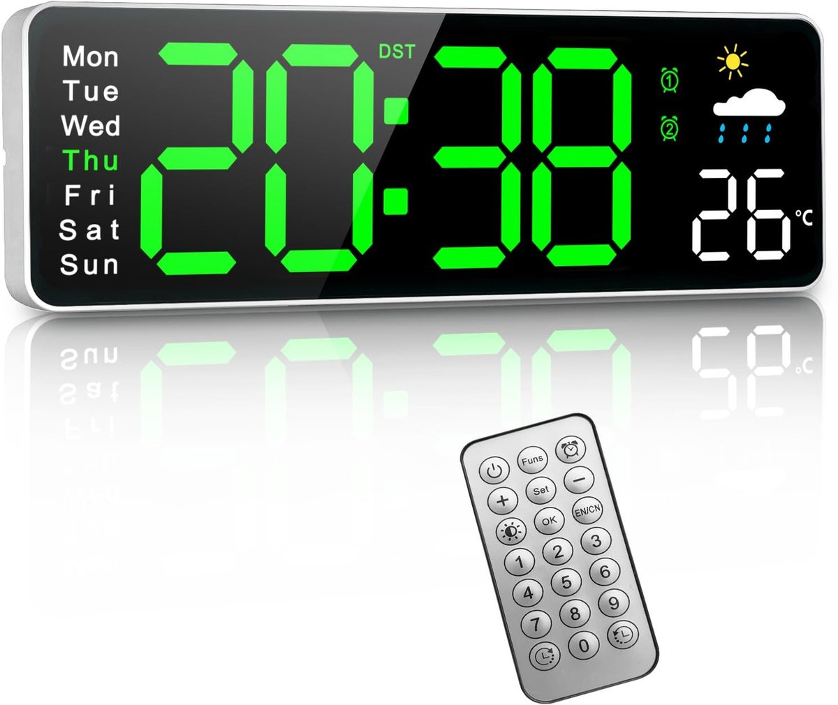 Solidchoice - Digitale Wandklok 30 cm met Temperatuur en Weersvoorspelling