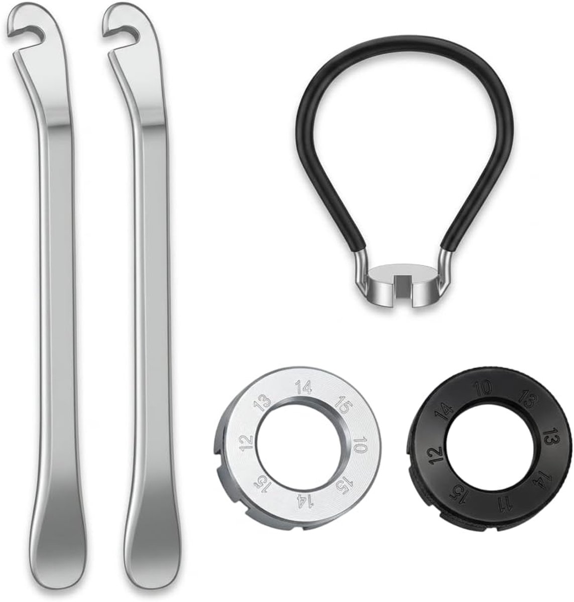 Fietsspaaksleutelset - 5-delig - fietsspaakgereedschapsset voor fiets - centreer - tepelspanner met bandenlichter - fietsgereedschap - reparatieset voor racefiets - mountainbike