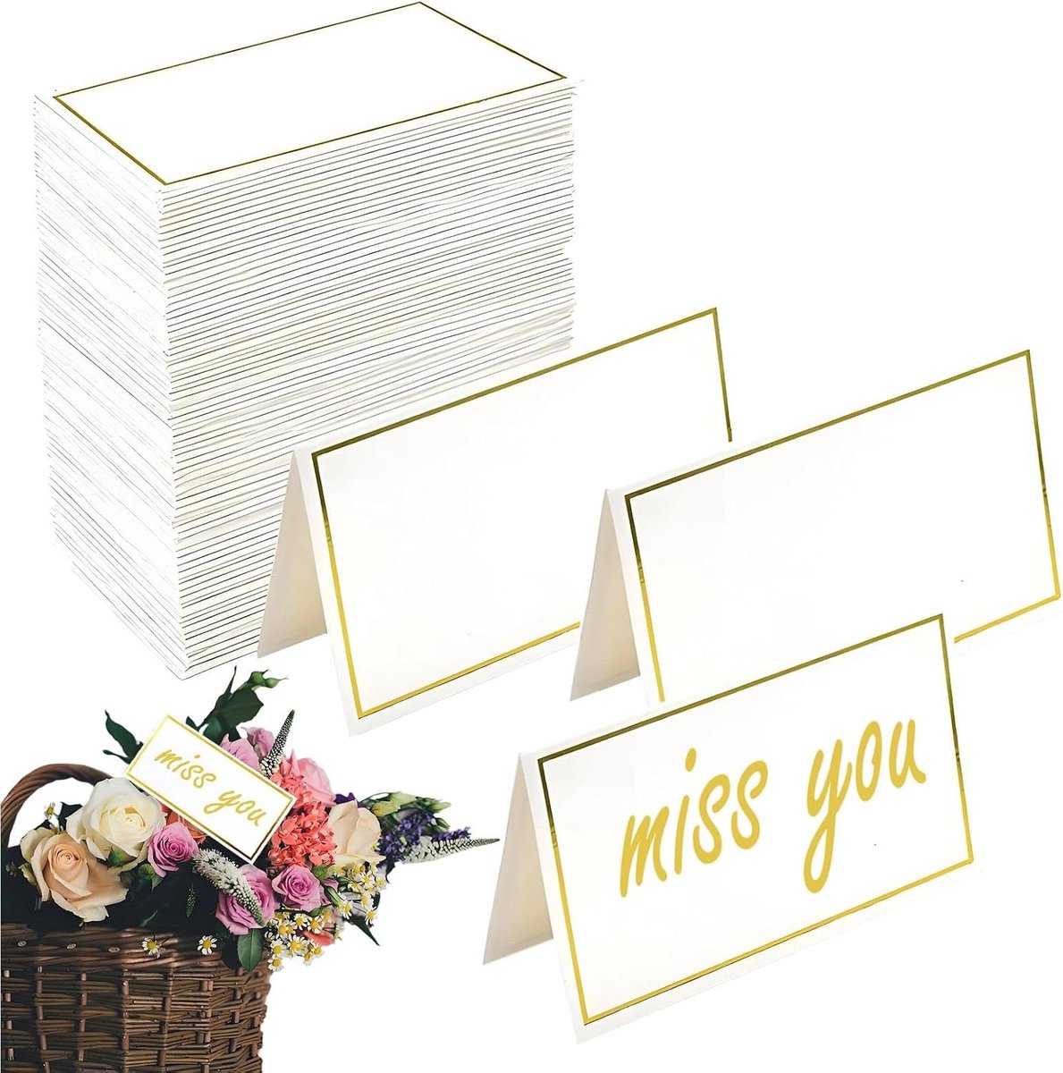 Tafelkarten set van 100 - gouden rand - blanco naamkaarten - perfect voor bruiloften - SnelShoppen