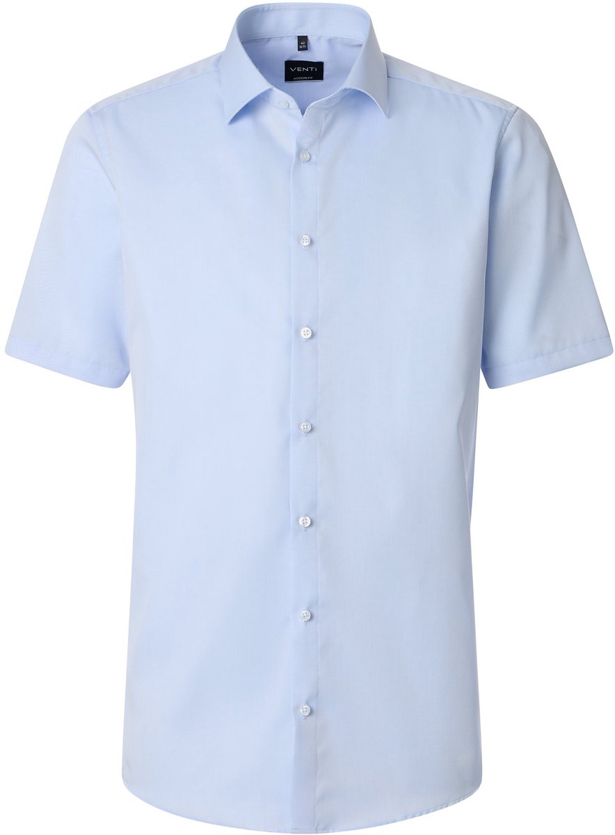 VENTI modern fit overhemd - korte mouw - twill - lichtblauw - Strijkvrij - Boordmaat: 44 (EU maat: XL)