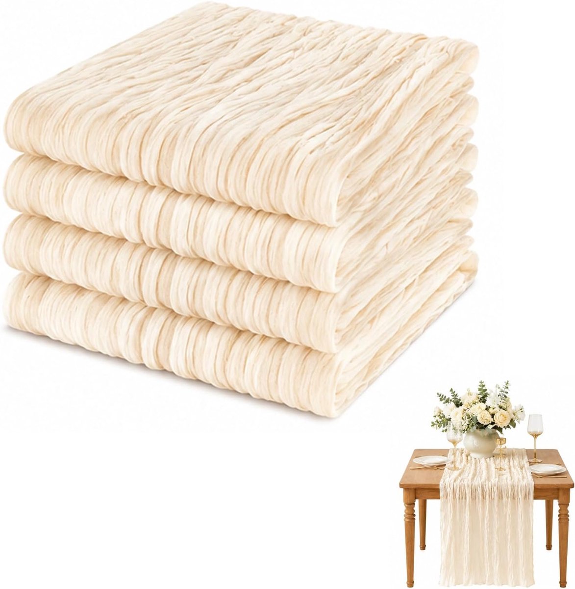 Tafelrunner 90x300cm Wit - Chiffon - Zacht en Lichtgewicht - Perfect voor Bruiloften - SnelShoppen