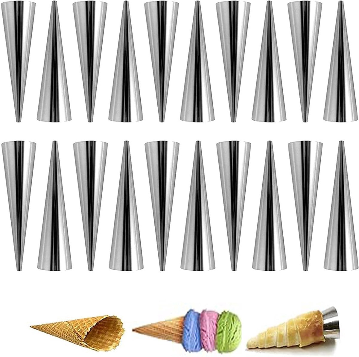 Cannoli Mallen Set 20 Stuks - Roestvrij Staal - Non-Stick Coating - Ideaal voor Zoetigheden - SnelShoppen