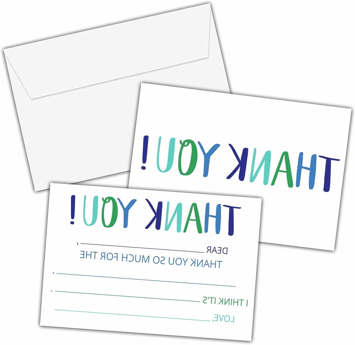 Bedankkaarten Set - Wenskaarten Notitiekaarten - Waardering Tonen - Dubbelzijdig Ontwerp - 4 x 6 inch - Blauw Variatie