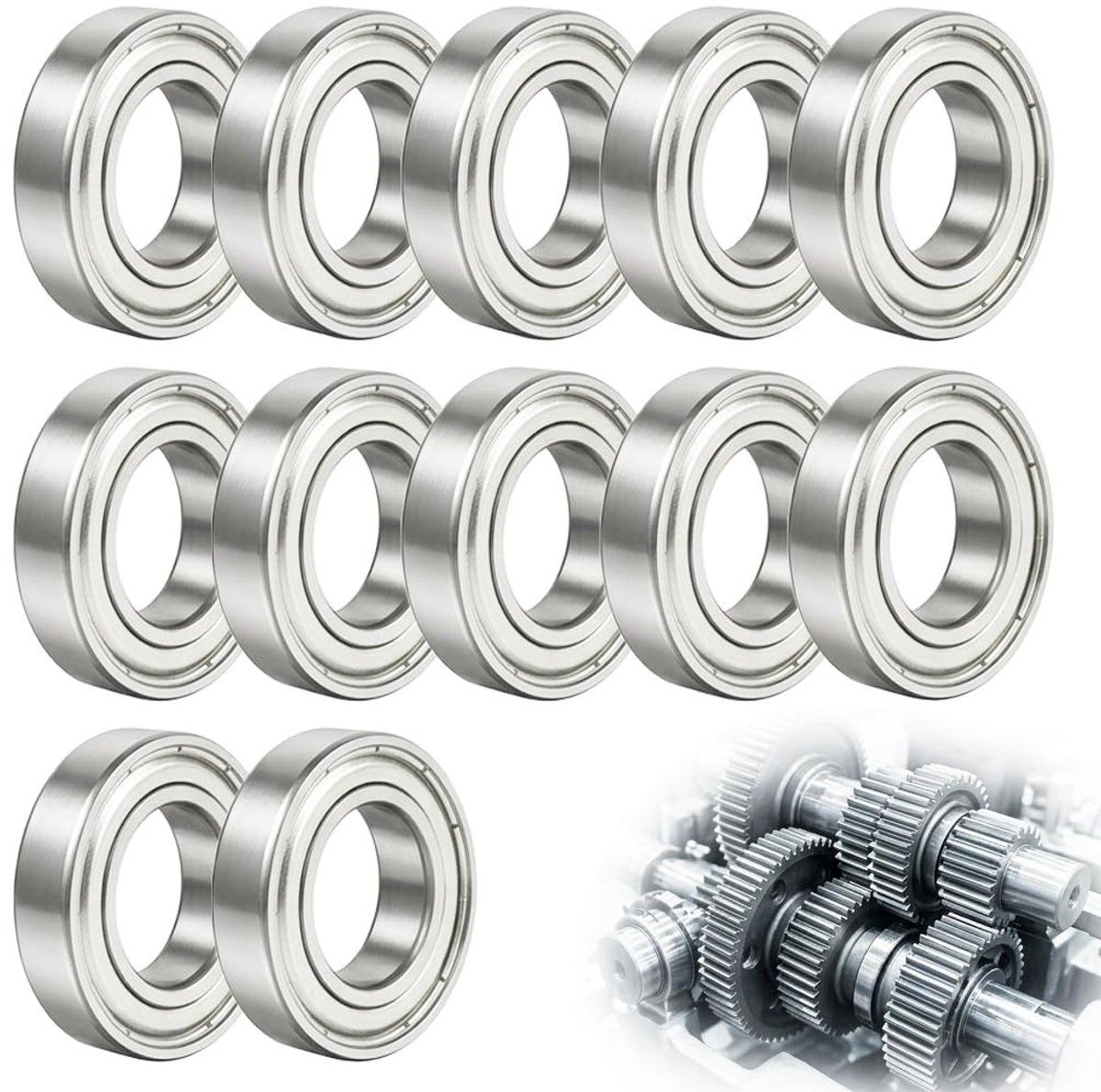 Kogellagers 8 mm x 12 mm - Dubbel beschermde groefkogellagers - Voor skateboards en machines - 12 stuks - SnelShoppen