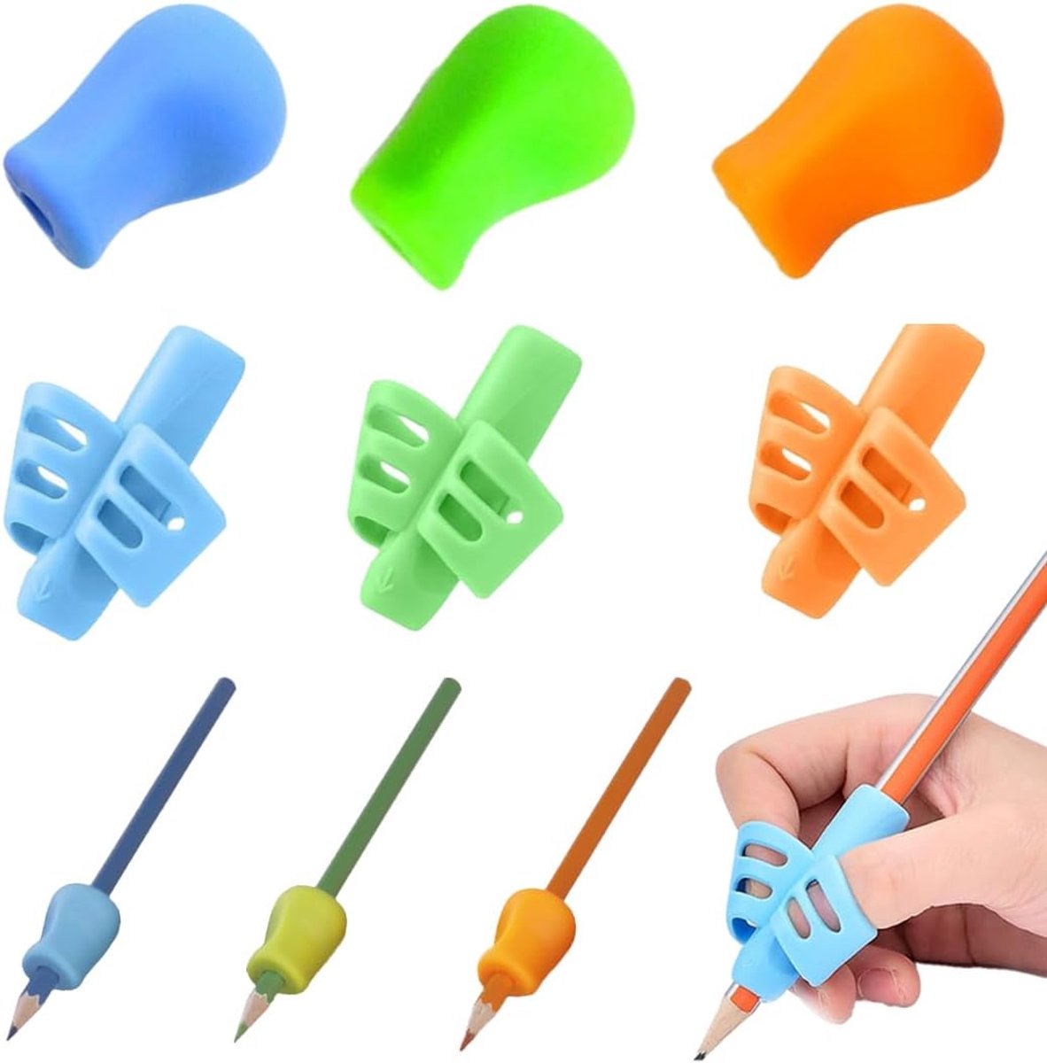 Pencil grips voor kinderen - ergonomisch ontwerp - veilig silicone - schrijfhouding verbeteren - SnelShoppen