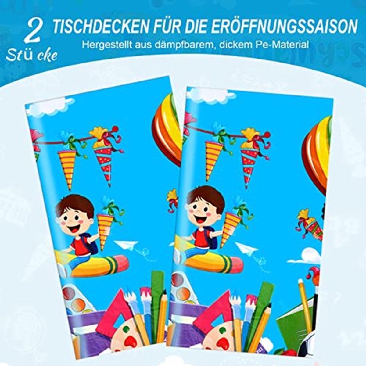 2 stuks tafelzeil, kunststof, wegwerpkleur, tafelkleden, waterdicht, voor knutselen, schilderen, kinderverjaardag, eerste schooldag, schoolkind, schildercursus, 130 x 274 cm
