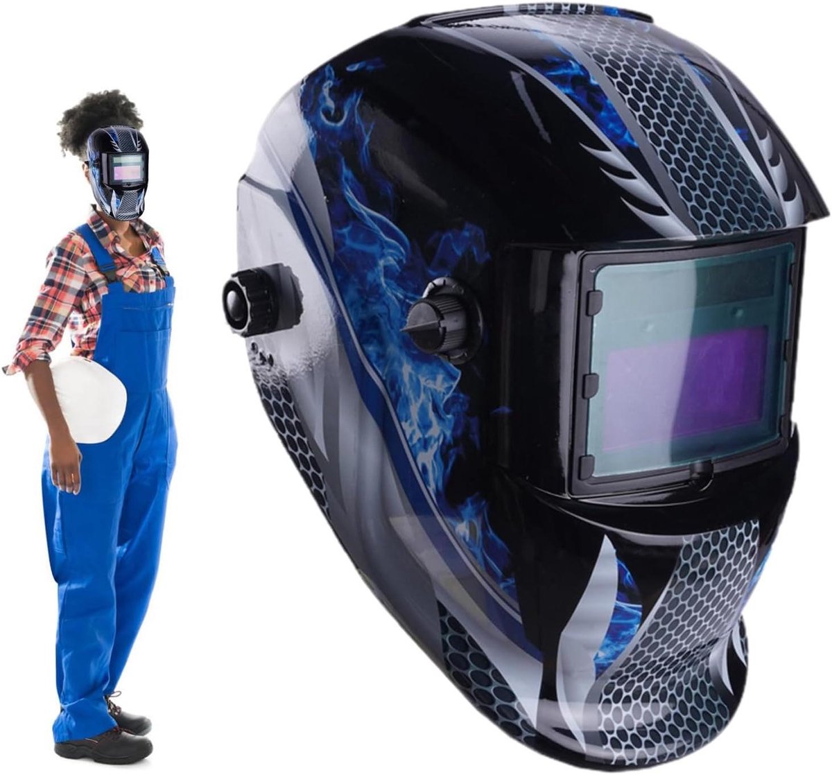 Lasmasker Automatisch - Lashoed Verduisterend - Veilig Lassen - Groot Kijkscherm - 339 x 244 x 232 cm - Blauw