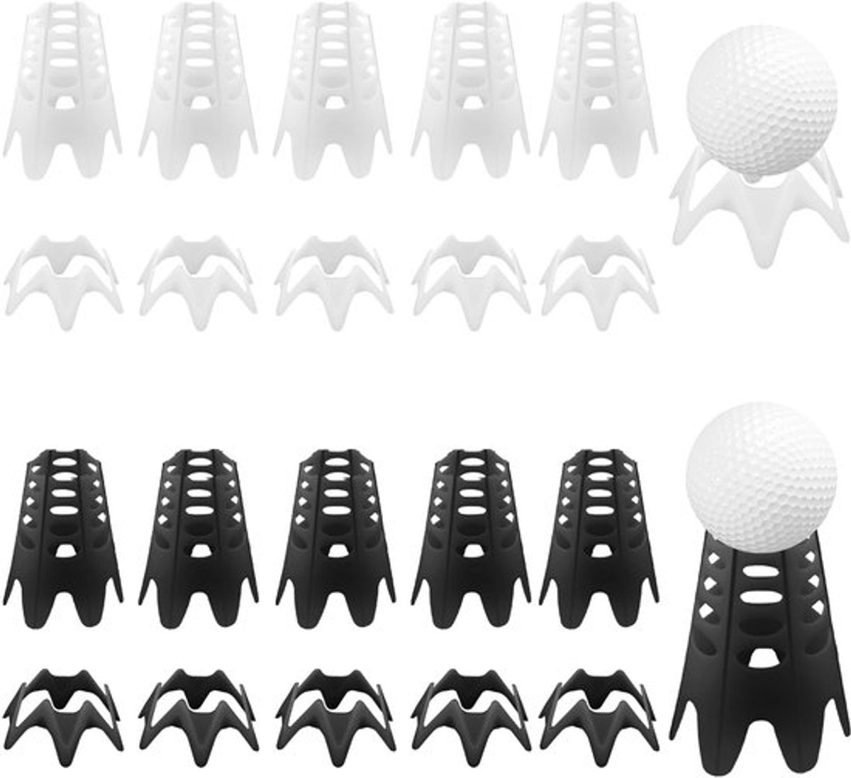 20 stuks golftees, plastic golfsimulator tees, golfmatten, tees voor binnen en buiten, oefentees voor golf, golftrainingsaccessoires voor thuis, buiten, wintergras (10 hoog + 10 klein)