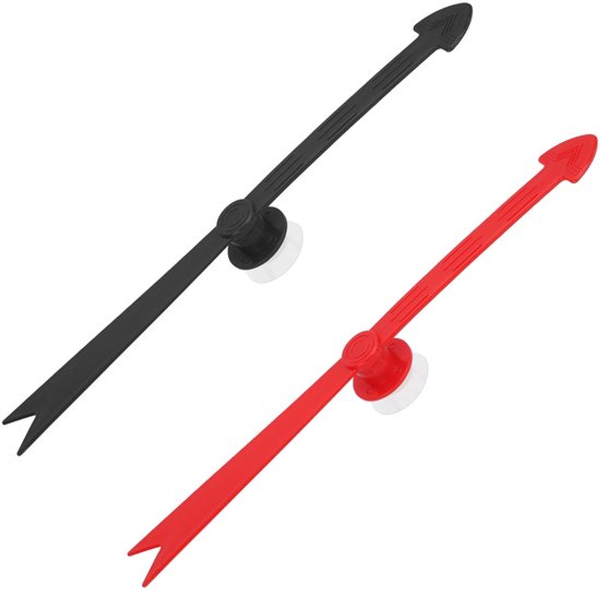 2-delige grote pijlenspinner, zwart/rood afneembaar plastic spelpijlenspinner met zuignap. Sterke zuigkracht voor een boeiend spelbord voor een thuisfeest.