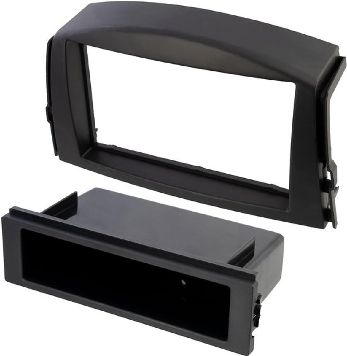 C11638 Frame/faceplate/2 ISOadapter voor autoradio kunststof lijst/afdekking kleur zwart compatibel met Toyota RAV4 2006+