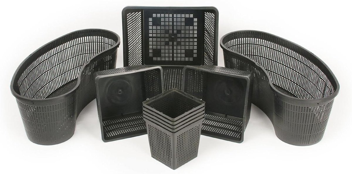 Plantenmand Set - Vijvermanden - Planten Kweken - Fijnmazig Kunststof - SET 7 - Zwart