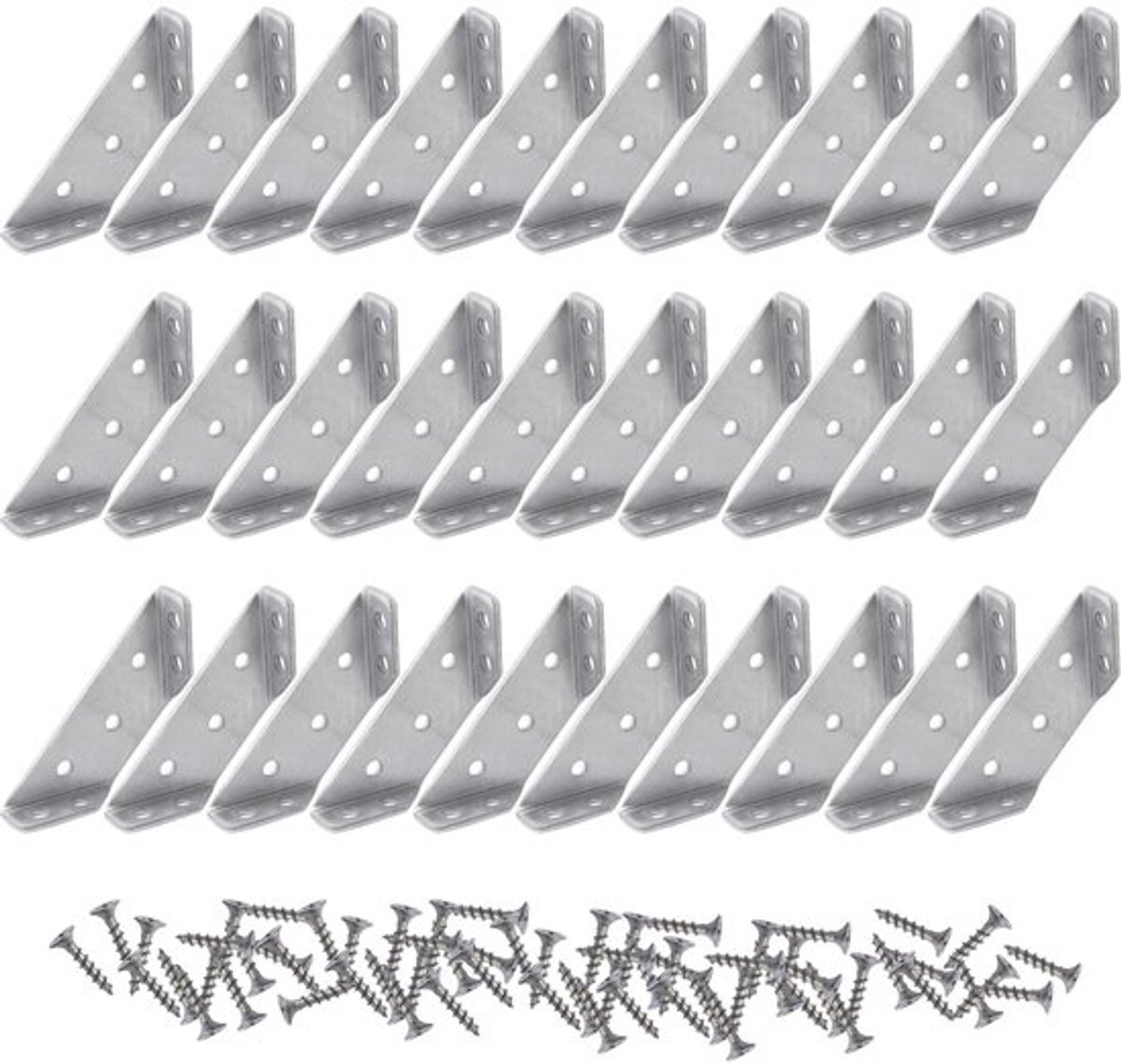 30 meubelhoeksteunen met 120 schroeven, universele meubelhoekverbinders, kastschroeven, trapeziumhoeksteunen voor tafels en stoelen, multifunctionele kleine steunhouder