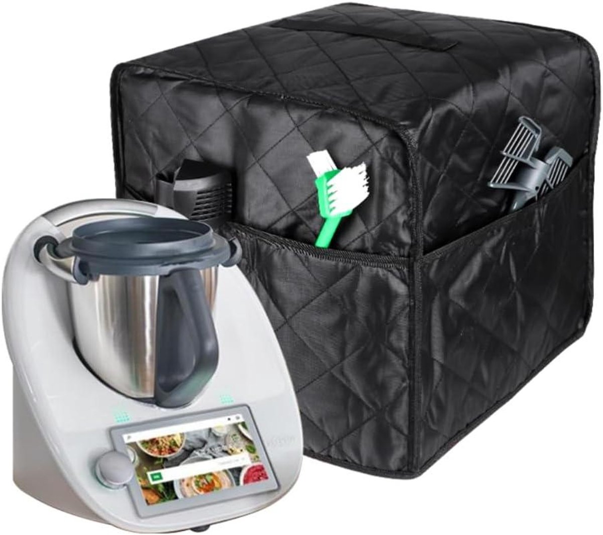 Keukenmachine Cover - Beschermhoes Apparaat - Apparaat Beschermen - Waterdicht Antibacterieel - 3 Vakken - Zwart