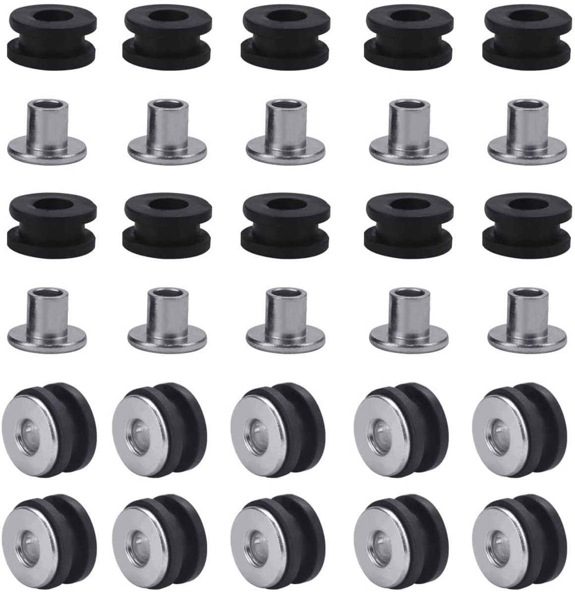 Rubber caps M6 voor motoren - 20 stuks - hoogwaardig rubber en staal - schokabsorberend voor ruit - ShopVlot