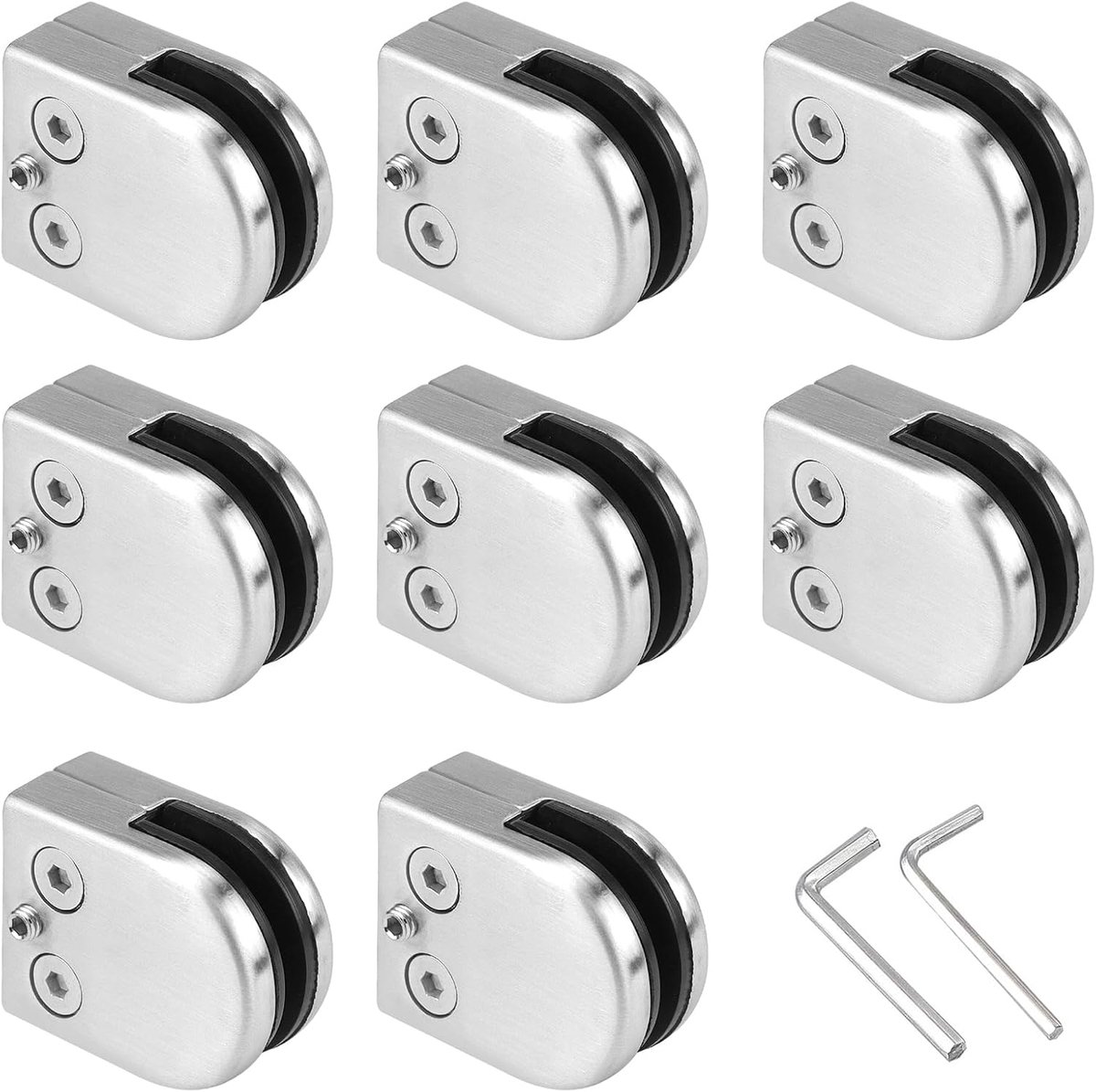 Glashouder 8 stuks - roestvrij staal - stevig en elegant - geschikt voor 6-8 mm glas - ShopVlot