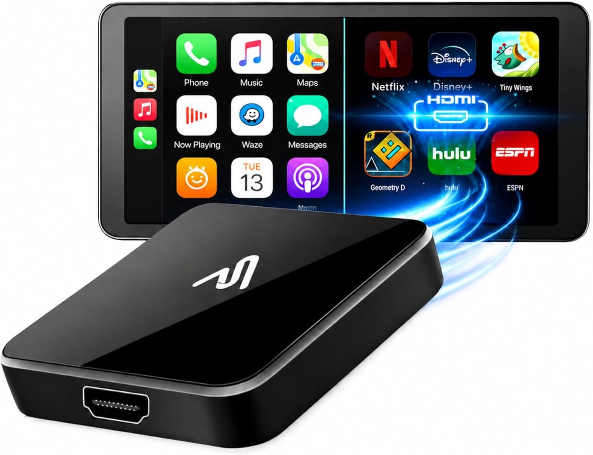 Draadloze multimedia-adapter - CarPlay & Android Auto - Plug & play - Streaming in de auto - ShopVlot