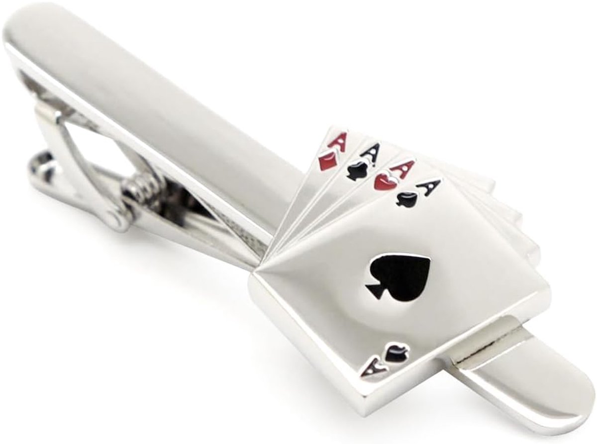 Stropdasclip 5,3 cm - Pokerkaarten patroon - Voor heren - Stijlvolle accessoire - ShopVlot