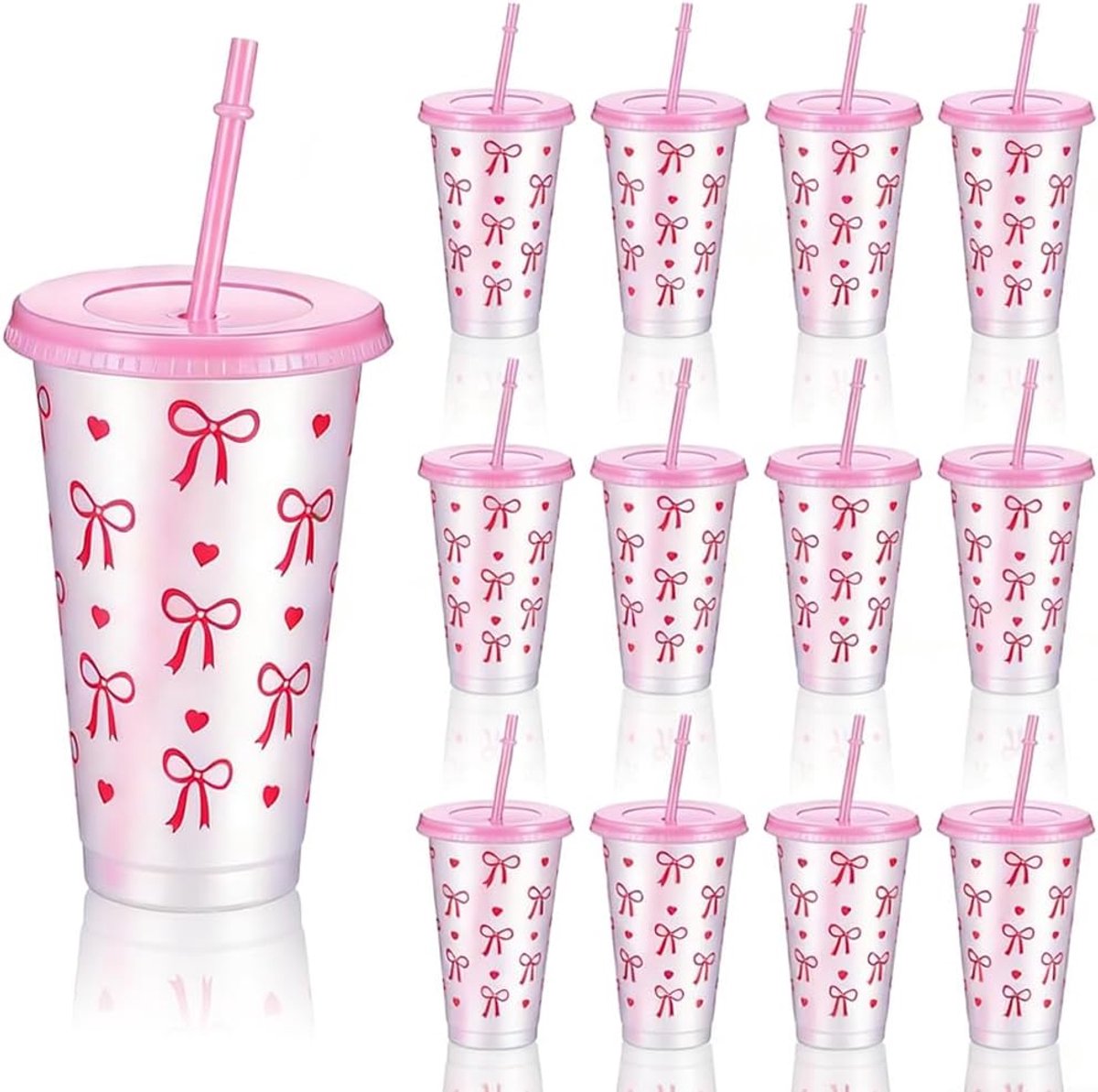 Plastic Football Cups with Lid and Straw, Reusable Plastic Plastic Cups, Reusable Kids Cup, Bulk Party Drinking Cups - ShopVlot