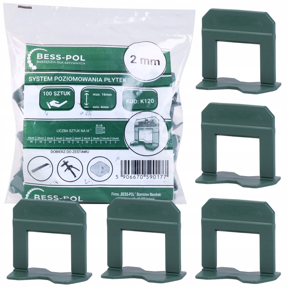 Tegel nivelleringsclips 2 mm - 100 st