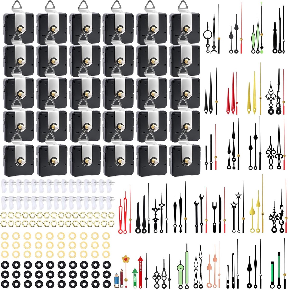 Wandklok mechanisme set 15 stuks - geruisloos - DIY klok reparatie - eenvoudig te gebruiken - SnelShoppen