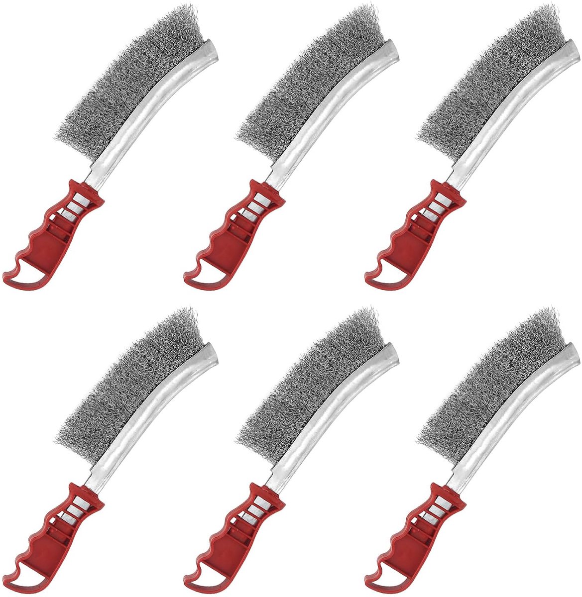 6 stuks roestvrijstalen borstels, 240 x 47 mm roestvrijstalen draadborstels, roestvrijstalen borstels, staalborstel voor het reinigen van roest en lakken