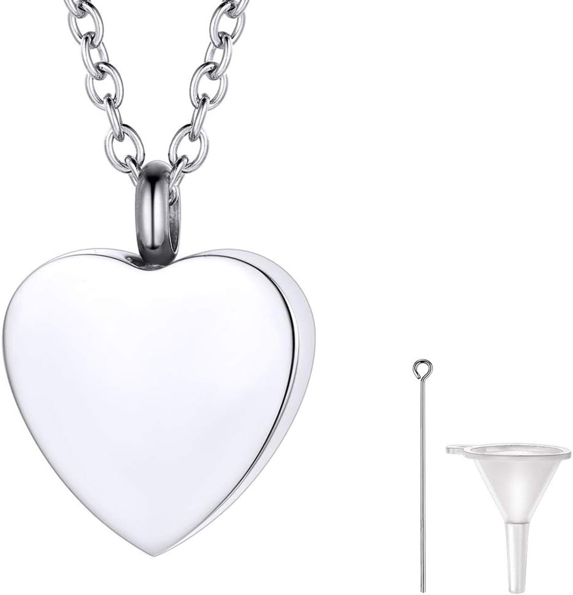 Asketting voor dames, liefdeshart, hanger voor meisjes, crematie aandenken, sieraden, met geschenkdoos, Roestvrij staal