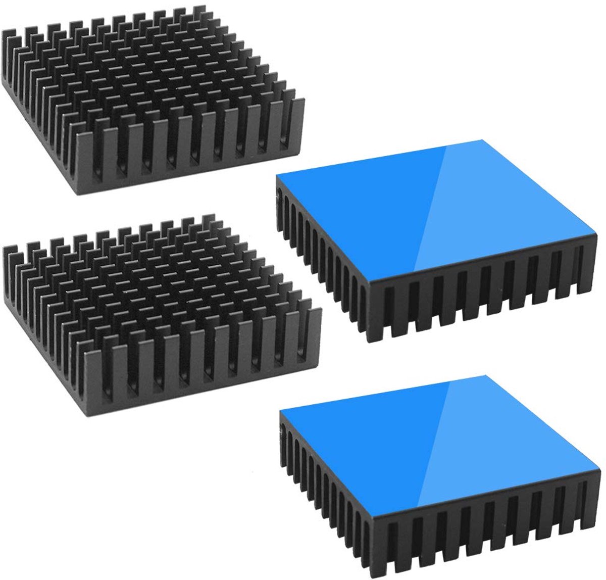 Koellichaam met warmtegeleidende 4 stuks heatsink aluminium koellichaam koeler Fin koellichaam voor High Power LED versterker transistor, l 40 mm x b 40 mm x h 11 mm