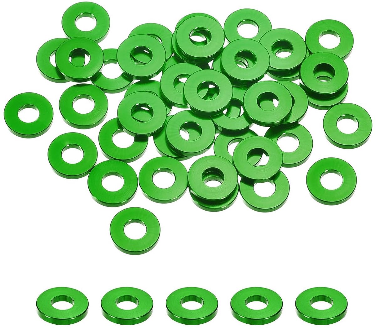Platte sluitringen van aluminiumlegering M5 verdikking sluitring voor RC model onderdelen groen 30 stuks